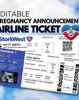 Travel Pregnancy Announcement Editable Pregnancy Announcement Plane Ticket Digital Boarding Pass Airline Ticket Pilot Pregnancy Announcement