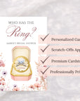PRINTED + SHIPPED Pink Floral Bridal Shower Game, Pastel Watercolor Flower Bridal Shower Scratch Off Game, Love In Bloom Who Has The Ring - CÔTIER BRAND