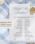 PRINTED + SHIPPED Blue Fresh Off The Market Bingo Game, Find The Guest Bingo Party Game, Boho Farmers Market Bridal Shower Bingo, Wedding