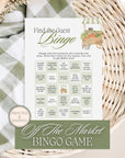 PRINTED + SHIPPED Fresh Off The Market Bingo Game, Sage Green Find The Guest Bingo Party Game, Farmers Market Bridal Shower Bingo, Wedding