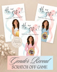 Personalized Gender Reveal Scratch Off Game, He or She Gender Reveal Party Scratchers, Gender Reveal Party Ideas, Pink or Blue Baby Shower - CÔTIER BRAND