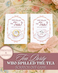 Tea Party Baby Shower Scratch Off Game Afternoon Tea Blush Pink Baby Shower Game Who Spilled The Tea Time For Tea Baby Shower Game Fun TEA9 - CÔTIER BRAND