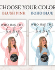 Custom Boy Baby Shower Game Blue Bow Baby Shower Scratch Off Game Who Has The Baby? Boho Blue Coquette Bow Themed Baby Boy Shower Games