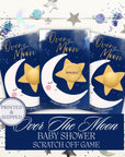Custom Over The Moon Baby Shower Game Moon Baby Shower Scratch Off Game Celestial Baby Sprinkle Moon and Stars Gold and Blue Boho Theme - CÔTIER BRAND