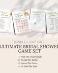 Custom Printed Fresh Off The Market Bridal Shower Game Bundle, Blush Pink Guess The Dress, Would She Rather, He Said She Said, Guest Bingo