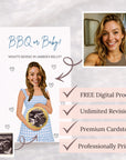 Personalized Baby Q Baby Shower Game Backyard BBQ Baby Shower Scratch Off Game BBQ or Baby Party Game Printed Coed Red Blue Gingham