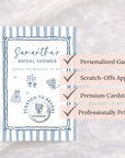 Something Blue Bridal Shower Game, Dusty Blue Wedding Shower Scratch Off Game Hand Drawn Whimsical Theme Blue Stripes PRINTED + SHIPPED - CÔTIER BRAND