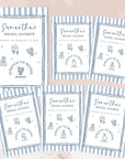 Beach Bridal Shower Game Coastal, Seashells and Wedding Bells Bridal Shower Scratch Off Game Hand Drawn Blue Stripes PRINTED + SHIPPED - CÔTIER BRAND