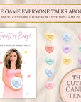 PRINTED + SHIPPED Valentine Baby Shower Game A Little Sweetheart Baby Shower Scratch Off Game Conversation Hearts Sweets or Baby? Custom