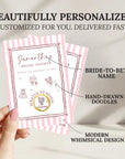 Whimsical Pink Bridal Shower Game, Pink Striped Bridal Shower Scratch Off Game Hand Drawn Wedding Shower Activity PRINTED + SHIPPED - CÔTIER BRAND