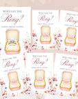 PRINTED + SHIPPED Pink Floral Bridal Shower Game, Pastel Watercolor Flower Bridal Shower Scratch Off Game, Love In Bloom Who Has The Ring - CÔTIER BRAND