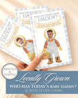 Custom Locally Grown Boy Baby Shower Game, Blue Gingham Farmer's Market Theme Who Has Today's Baby Daddy? Scratcher Activity
