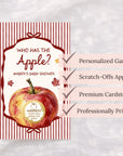 PRINTED + SHIPPED Apple of Our Eye Baby Shower Game, Personalized Apple Themed Baby Shower Scratch Off Game Who Has the Apple? Red Striped