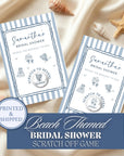 Beach Bridal Shower Game Coastal, Seashells and Wedding Bells Bridal Shower Scratch Off Game Hand Drawn Blue Stripes PRINTED + SHIPPED - CÔTIER BRAND