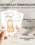 PRINTED + SHIPPED Pink Floral Bridal Shower Game, Pastel Watercolor Flower Bridal Shower Scratch Off Game, Love In Bloom Who Has The Ring - CÔTIER BRAND