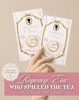Personalized Regency Bridal Shower Game High Tea Bridal Shower Scratch Off Game Who Spilled The Tea Themed Pink Floral Royal Wedding Shower - CÔTIER BRAND