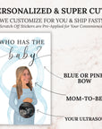 Custom Boy Baby Shower Game Blue Bow Baby Shower Scratch Off Game Who Has The Baby? Boho Blue Coquette Bow Themed Baby Boy Shower Games