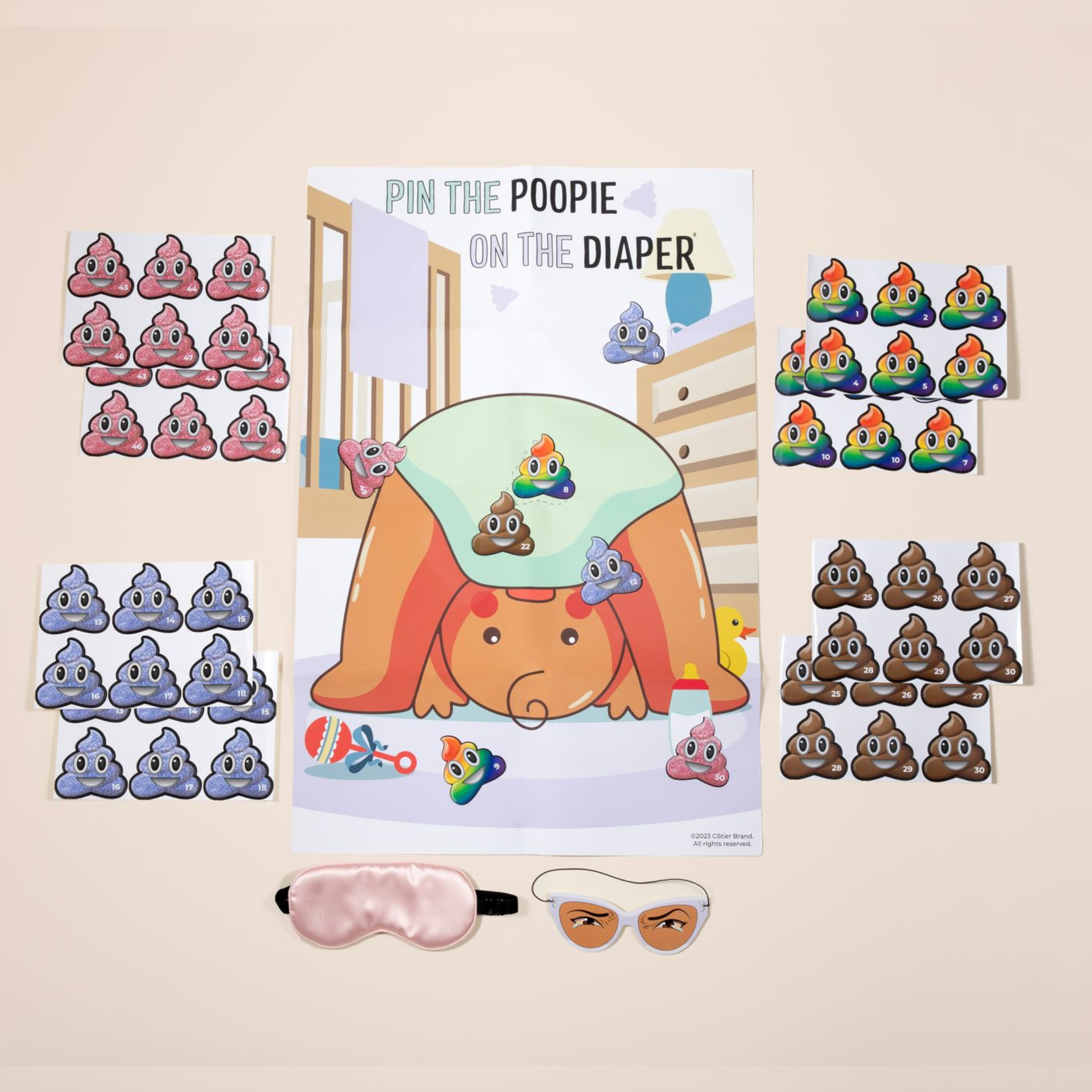 Pin The Poopie On The Diaper® - Baby Shower Game [Brown Baby Edition] - CÔTIER BRAND