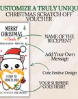 Personalized Merry Christmas Gift Voucher For Kids Christmas Scratch Off Surprise Reveal Holiday Theme Cat Christmas Surprise Trip
