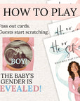 Coquette Bow Gender Reveal Scratch Off Game, He or She Gender Reveal Game Bow Theme, What Will Baby Be Scratchers, Pink or Blue Custom - CÔTIER BRAND