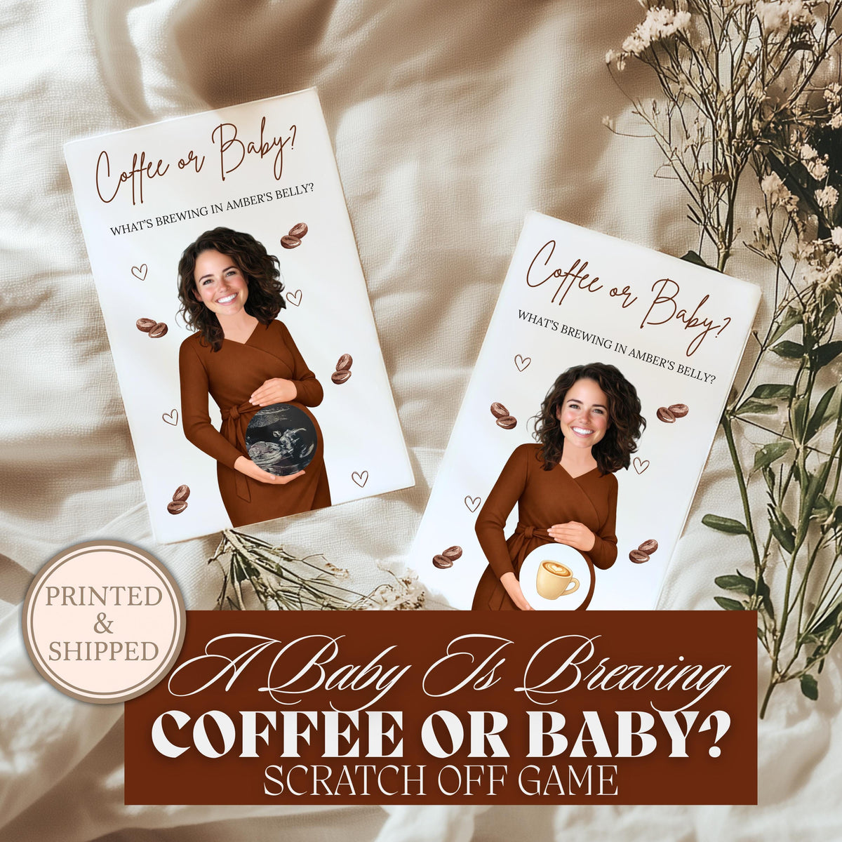 Personalized A Baby Is Brewing Baby Shower Scratch Off Game Coffee or Baby? Coffee Themed Baby Shower Game Cafe Bebe Our Little Bean Printed - CÔTIER BRAND