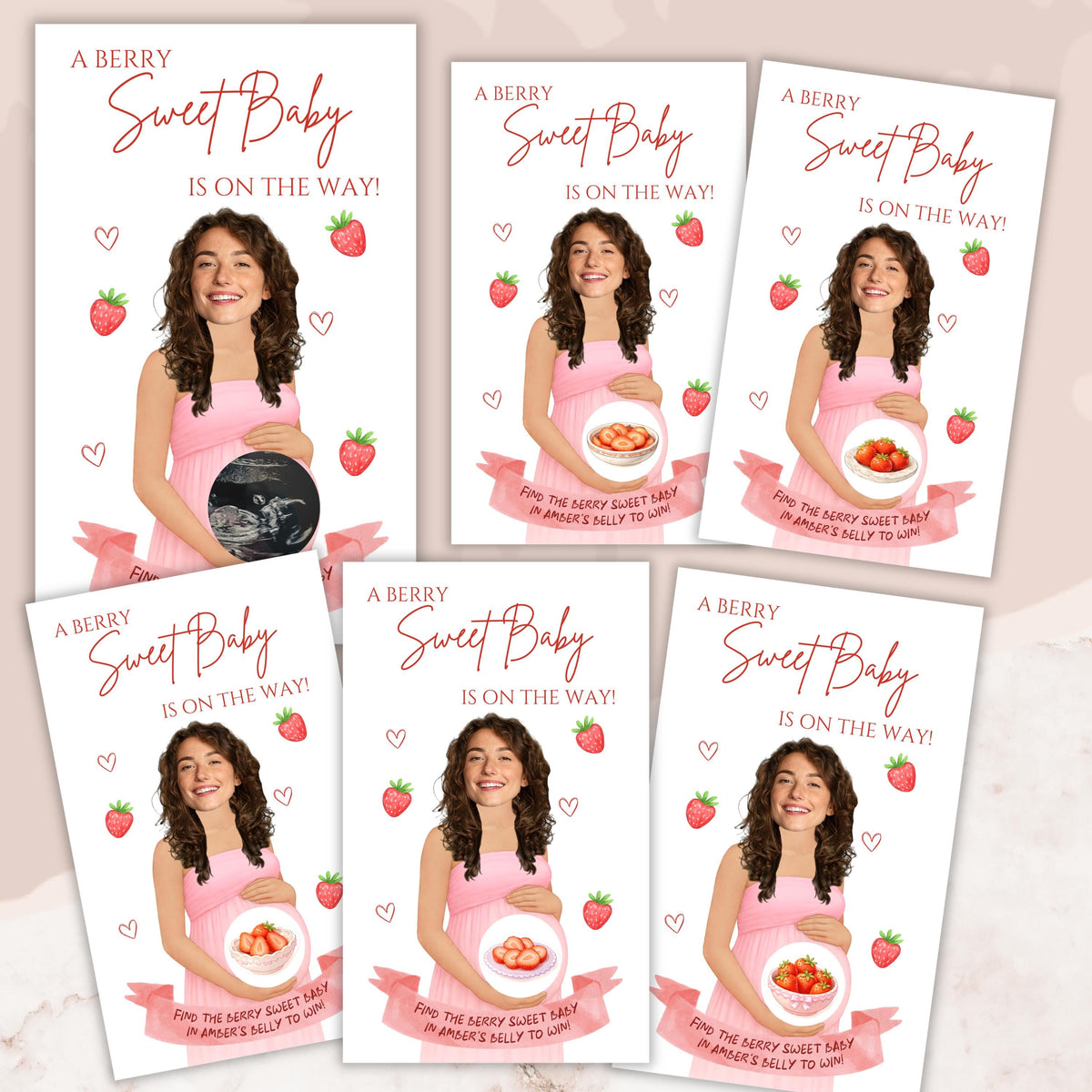 Personalized Strawberry Baby Shower Game Berry Sweet Baby Girl Baby Shower Scratch Off Game Strawberries or Baby Pink Strawberry Themed - CÔTIER BRAND