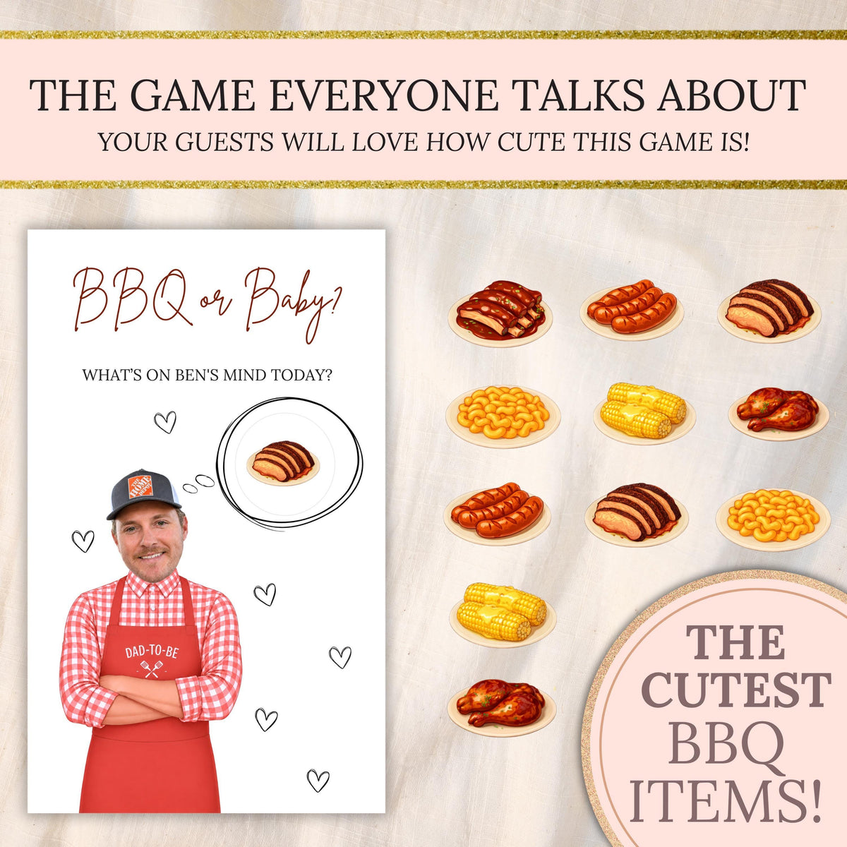Custom Printed BBQ Baby Shower Game Dad To Be Baby Q Baby Shower Scratch Off Game BBQ or Baby? Printed Coed Party Game Red Blue - CÔTIER BRAND