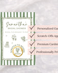 Whimsical Garden Bridal Shower Game, Green Striped Bridal Shower Scratch Off Game Hand Drawn Wedding Shower Activity PRINTED + SHIPPED - CÔTIER BRAND