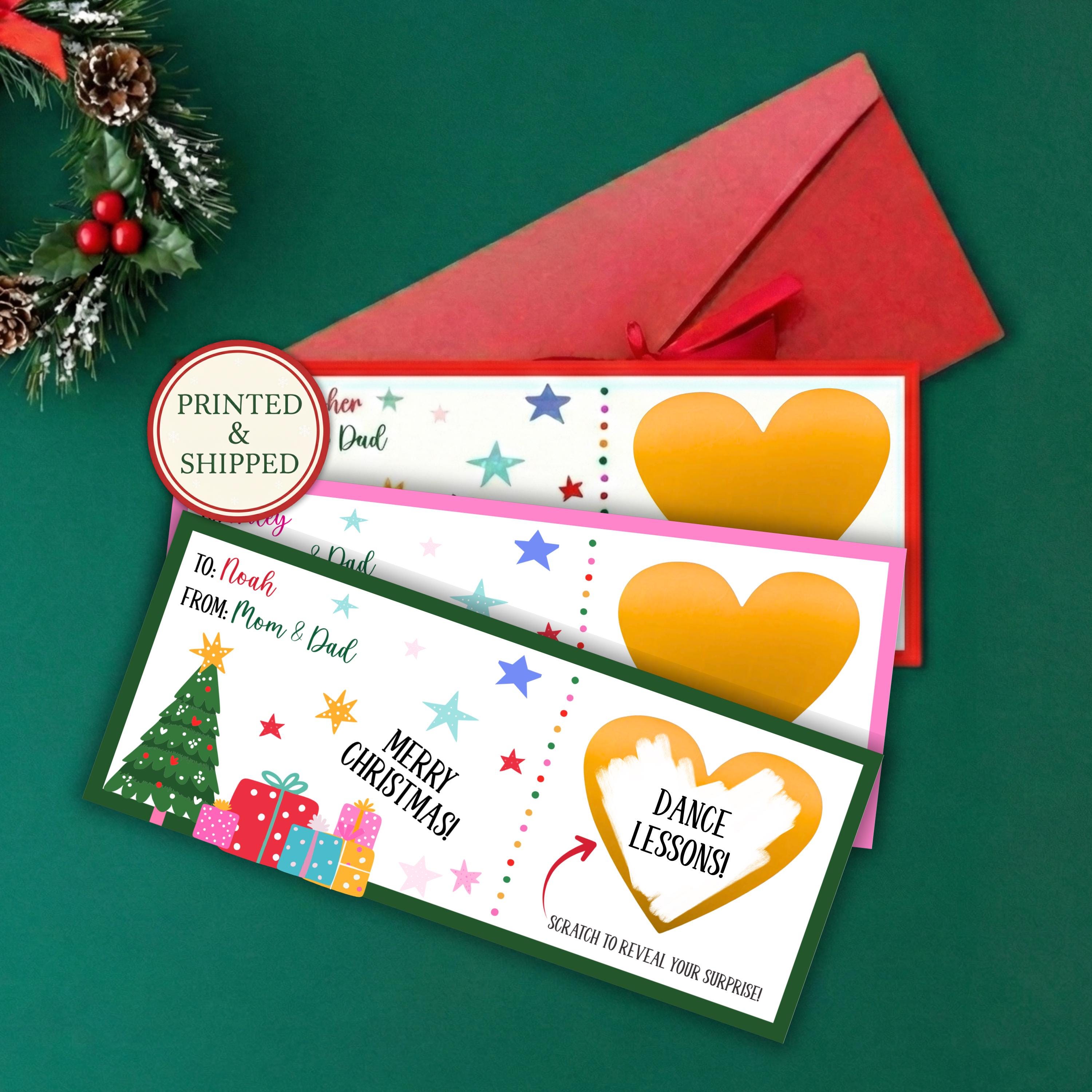 Personalized Merry Christmas Scratch Off Voucher Christmas Trip Reveal Scratch Ticket Wife Husband Kids Grandkids Surprise Reveal Gift Card