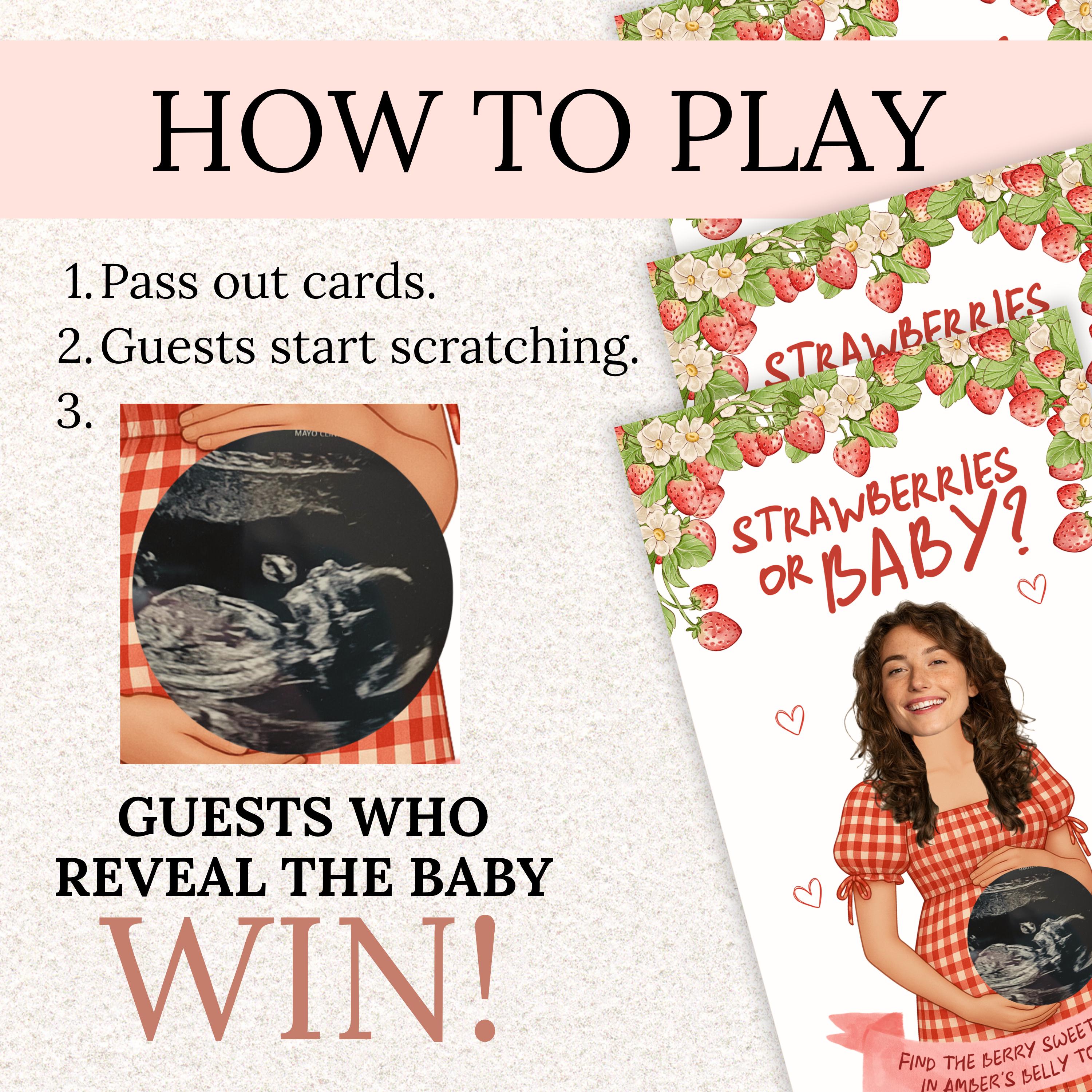 PRINTED + SHIPPED Sweet Berry Baby Shower Party Game Strawberry Themed Baby Shower Scratch Off Game Strawberries or Baby Shower Summer Idea