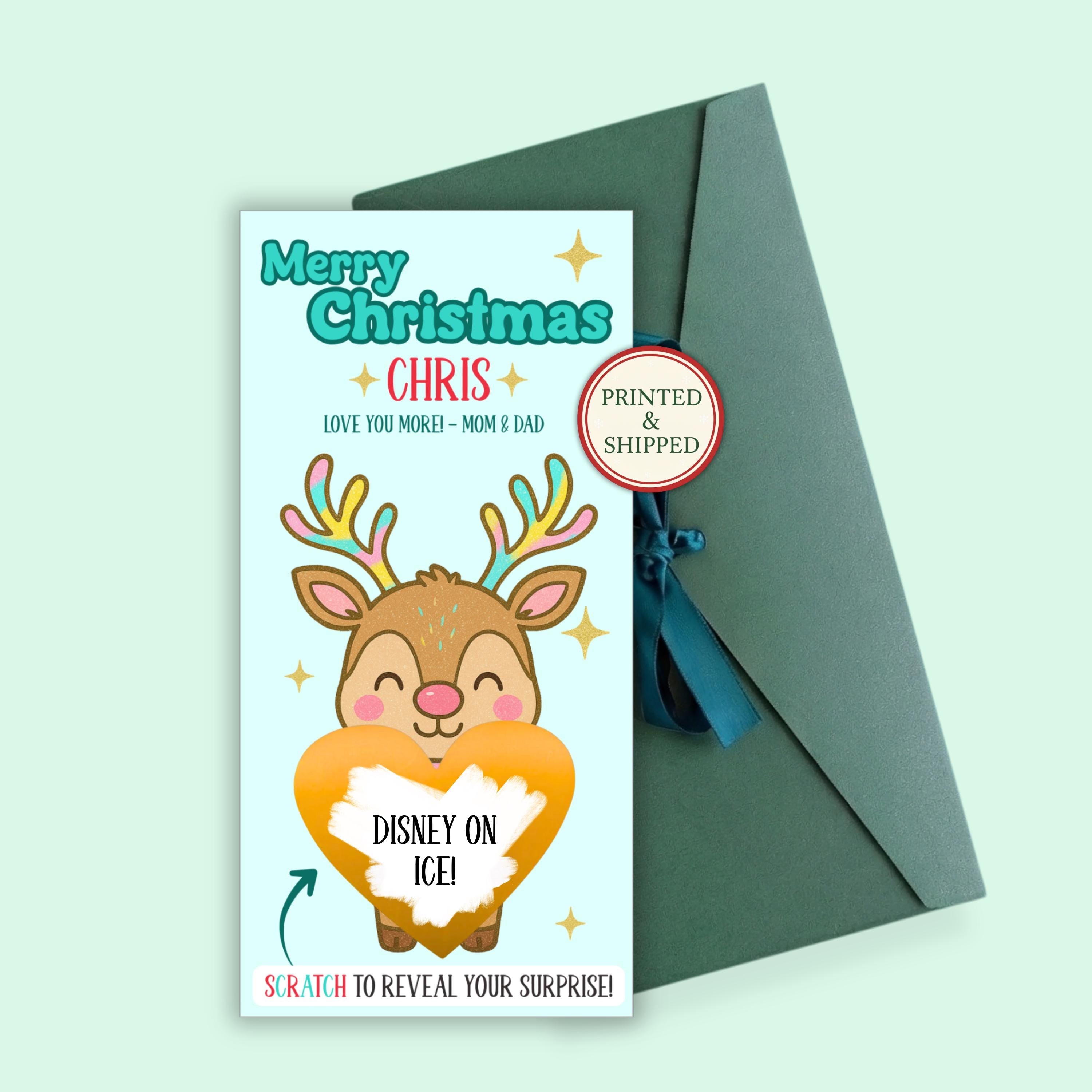 Personalized Merry Christmas Scratch Off Coupons Kids Christmas Trip Reveal Voucher Scratch Off Holiday Scratchers Xmas Reindeer