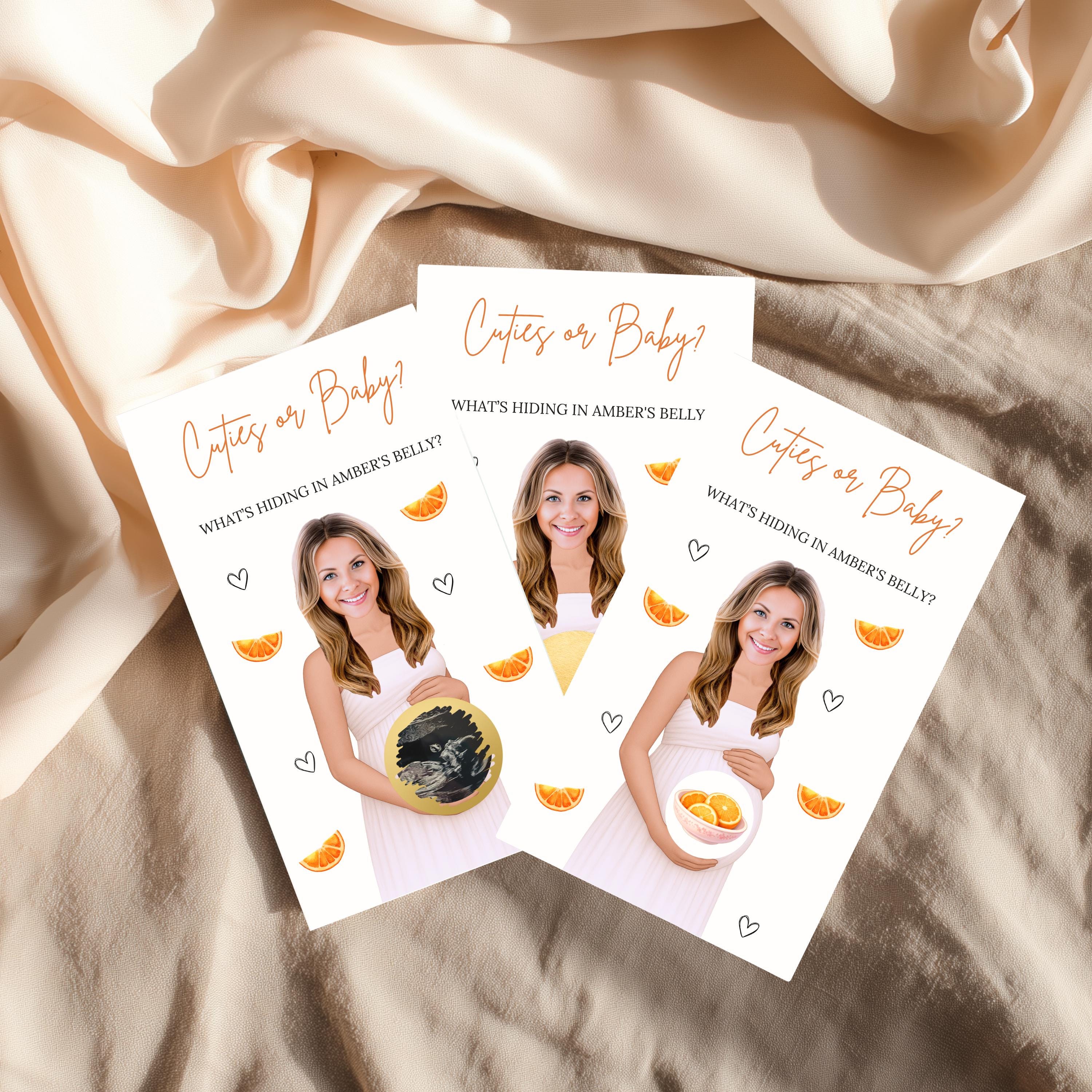 Custom Little Cutie Baby Shower Game Orange Baby Shower Gingham Cuties or Baby Shower Scratch Off Game Printed A Cutie Is On The Way