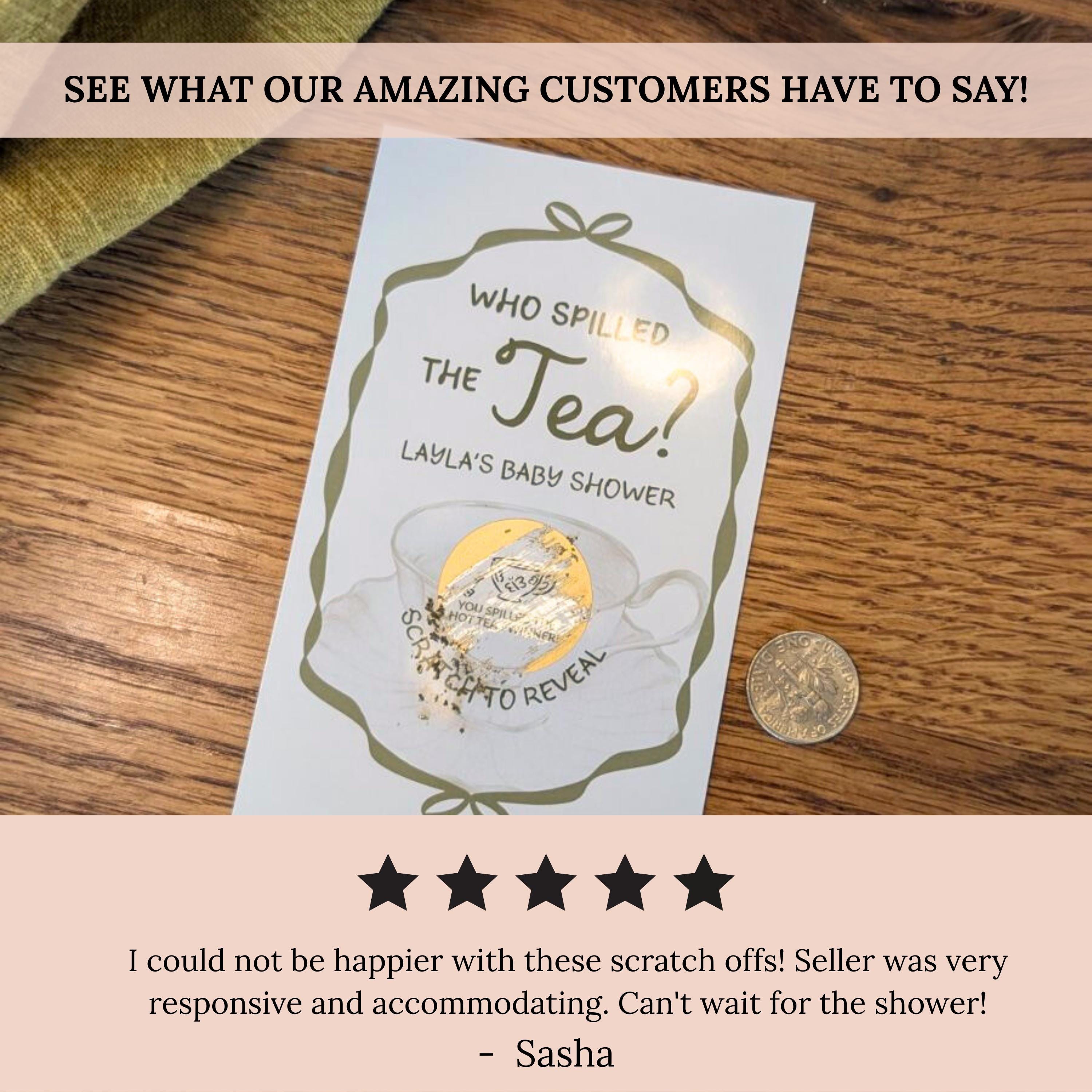 Baby Shower Scratch Off Game Tea Party Baby Shower Game Sage Green Fun Afternoon Tea Baby Shower Who Spilled The Tea Time For Tea High TEA9