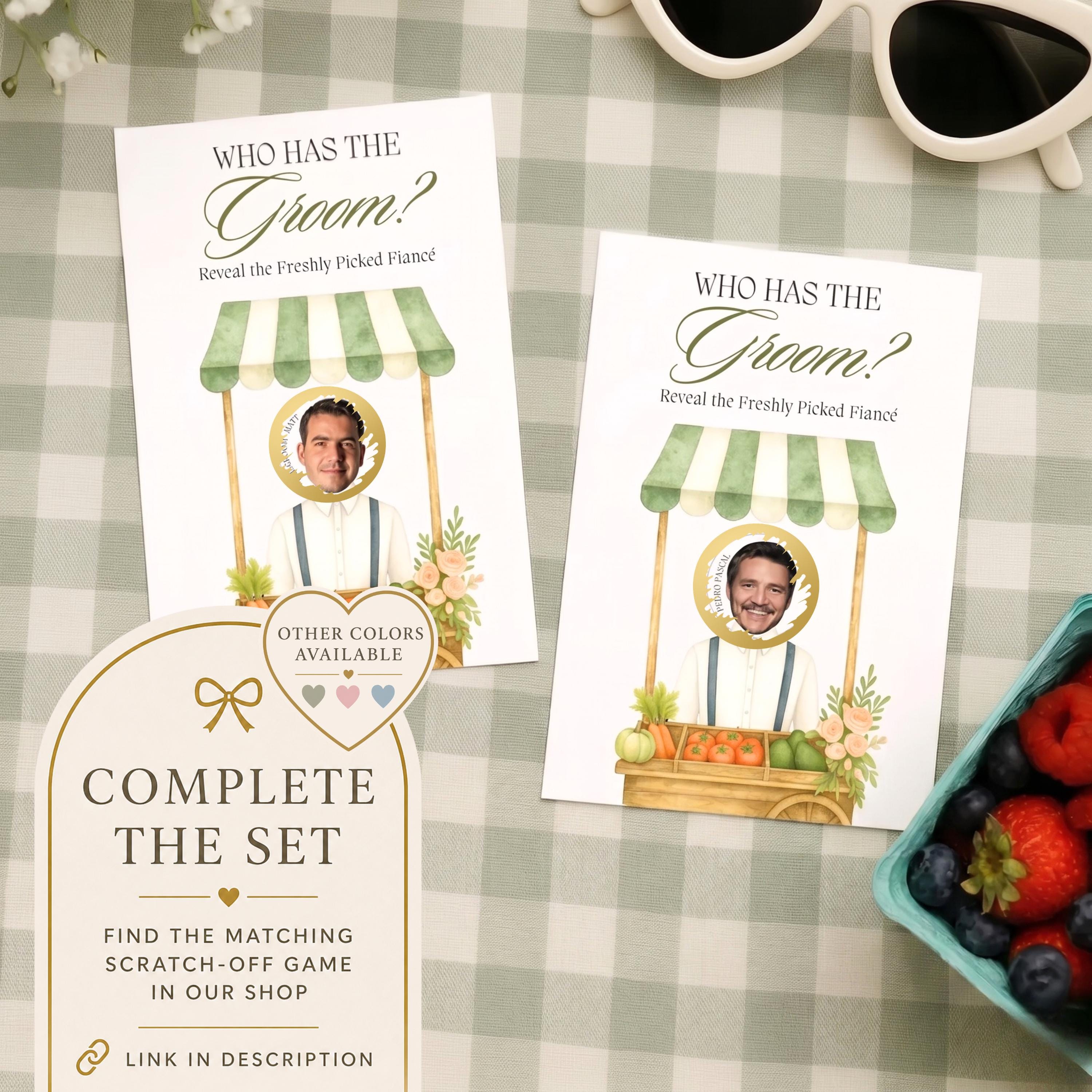 PRINTED + SHIPPED Blue Fresh Off The Market Bingo Game, Find The Guest Bingo Party Game, Boho Farmers Market Bridal Shower Bingo, Wedding
