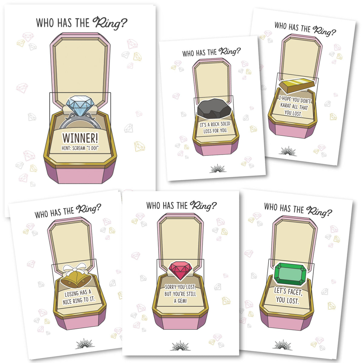Personalized Hilarious Bridal Shower Game Printed Engagement Party Game Pink Fun Unique Bridal Shower Scratch Off Game Who Has The Ring? - CÔTIER BRAND