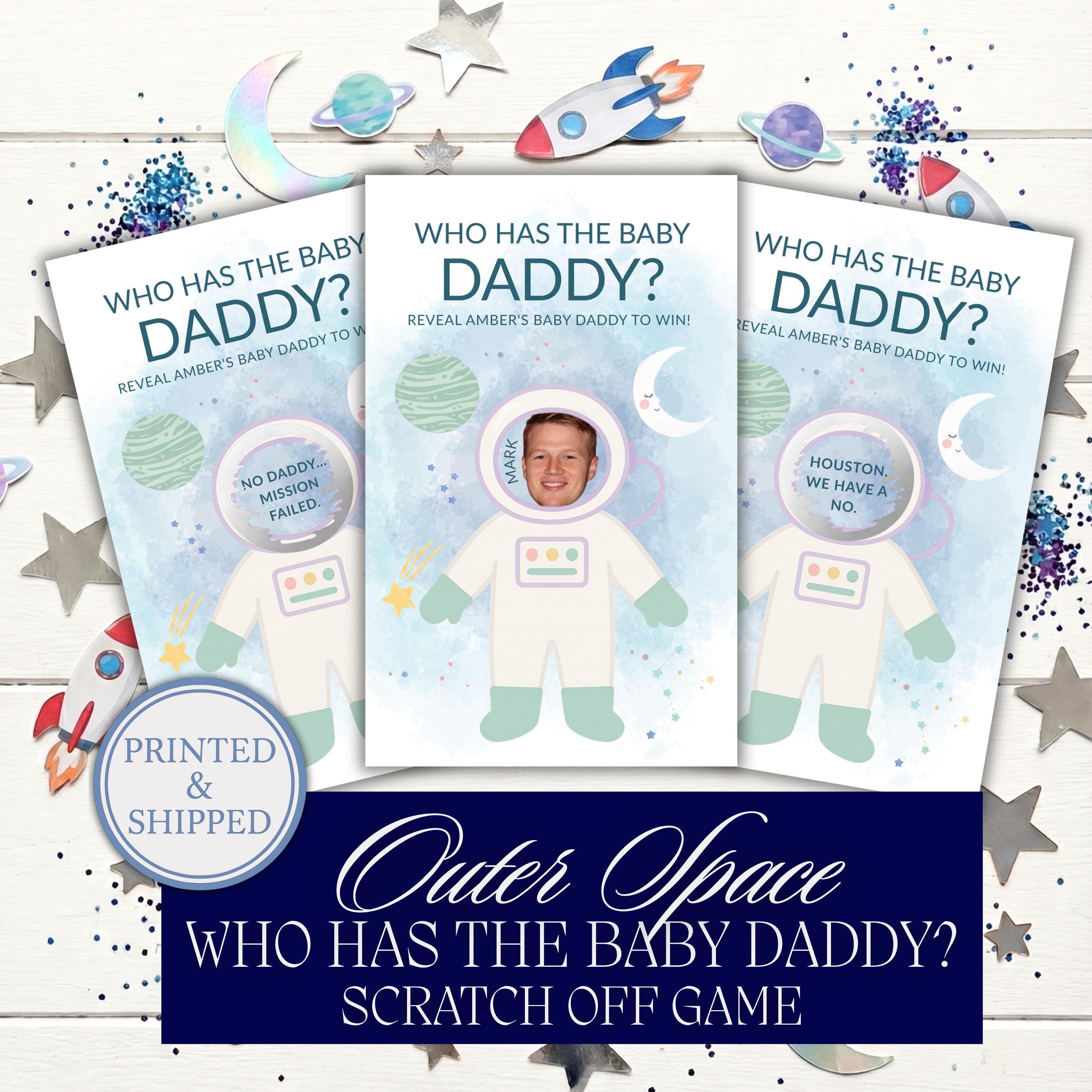 Personalized Outer Space Baby Shower Scratch Off Game
