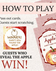 PRINTED + SHIPPED Apple of Our Eye Baby Shower Game, Personalized Apple Themed Baby Shower Scratch Off Game Who Has the Apple? Red Striped