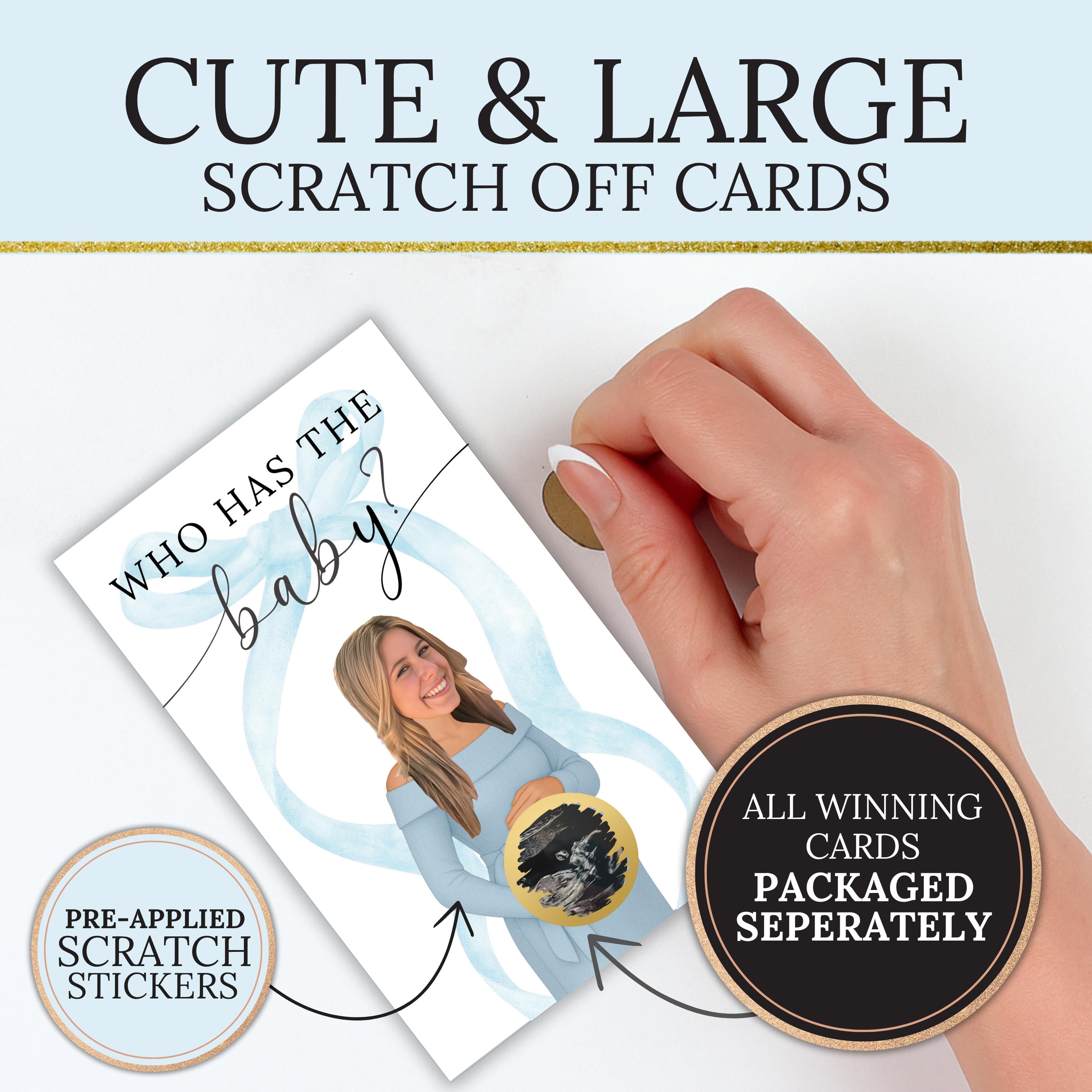 Custom Boy Baby Shower Game Blue Bow Baby Shower Scratch Off Game Who Has The Baby? Boho Blue Coquette Bow Themed Baby Boy Shower Games