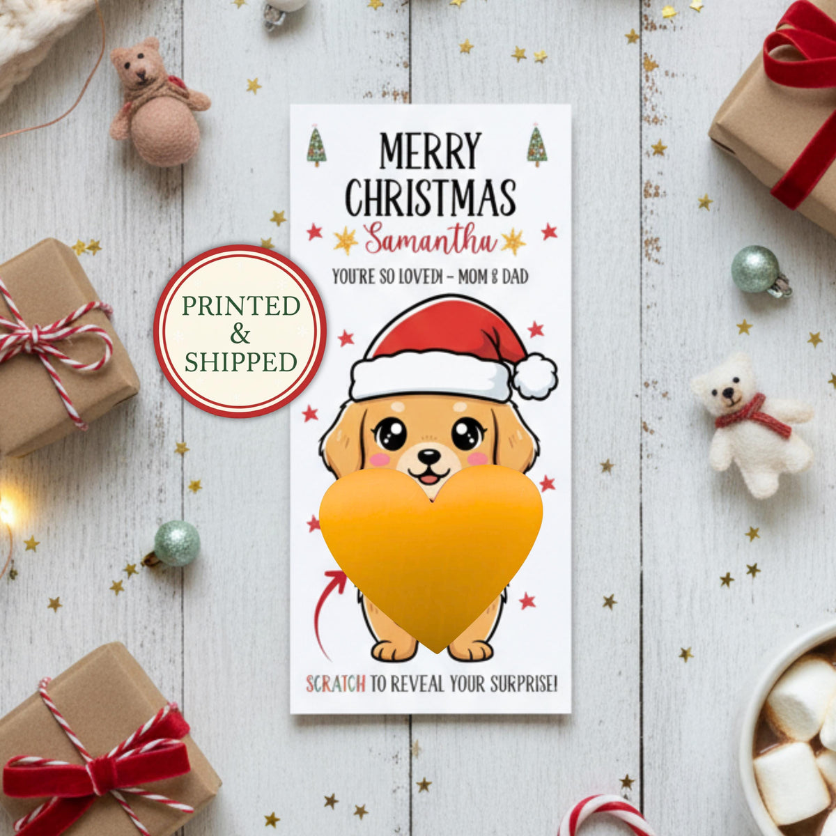 Personalized Scratch Off Christmas Voucher For Surprise Trip Reveal Holiday Scratchers For Kids Holiday Scratch Off Ticket with Envelope - CÔTIER BRAND