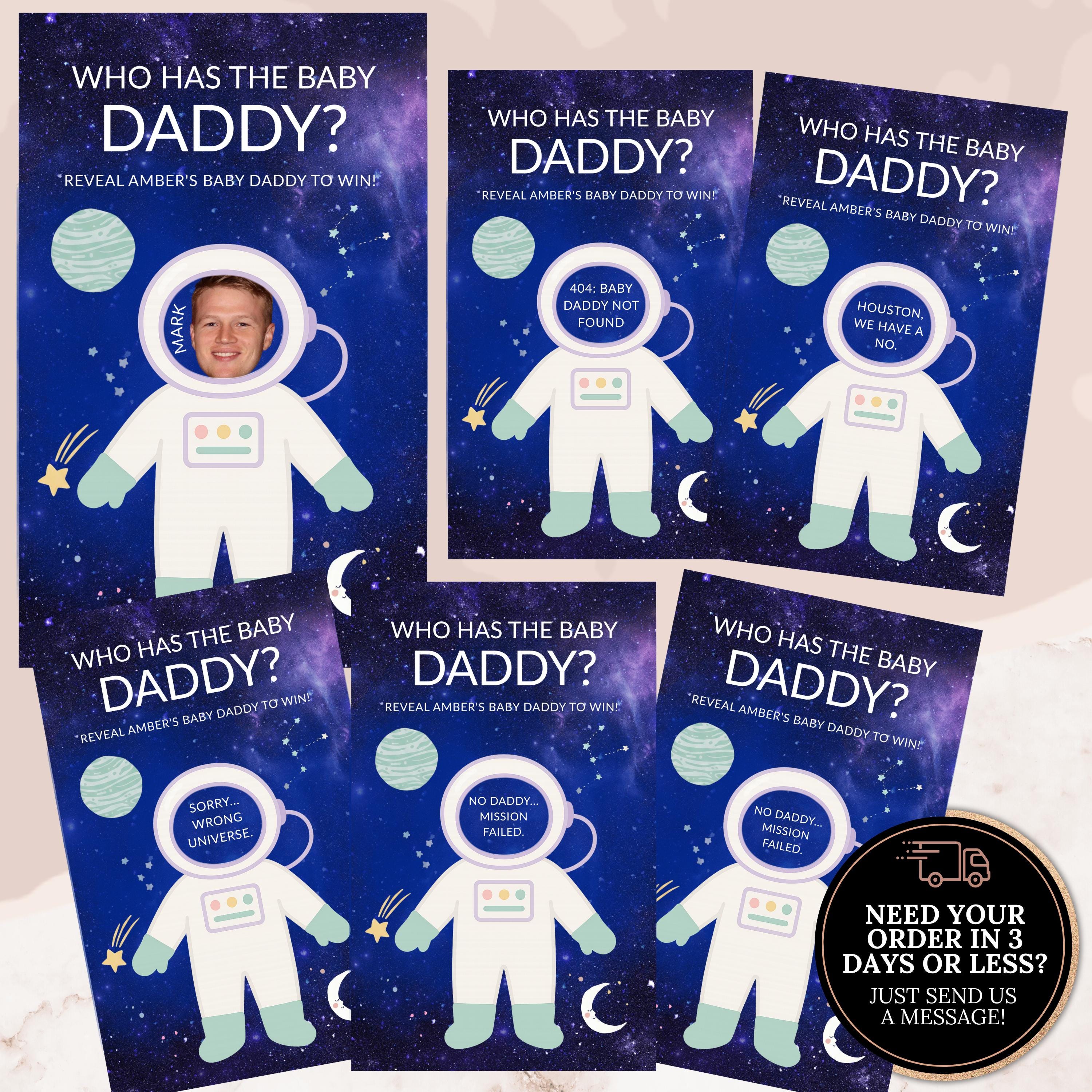 Baby Shower Game Outer Space Themed Scratch Off Game Celebrity Who Has The Baby Daddy Scratch Off Game Printed Planet Stars Astronaut Galaxy
