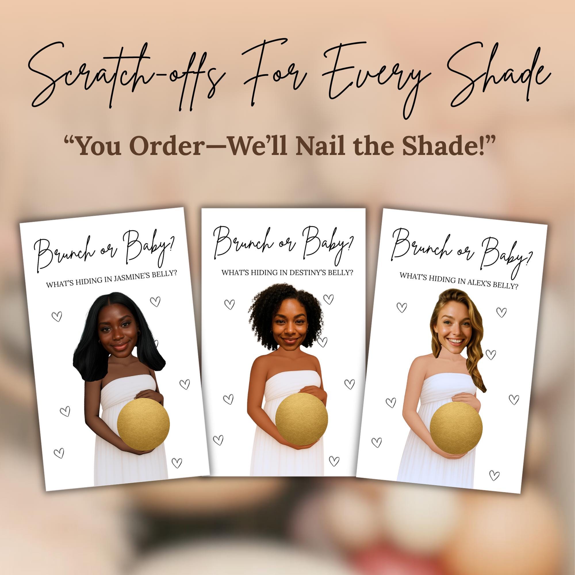 Funny Custom Black Baby Shower Scratch Off Game Brunch or Baby? Baby Shower Scratch Off Tickets African American Baby Shower Games Mom To Be