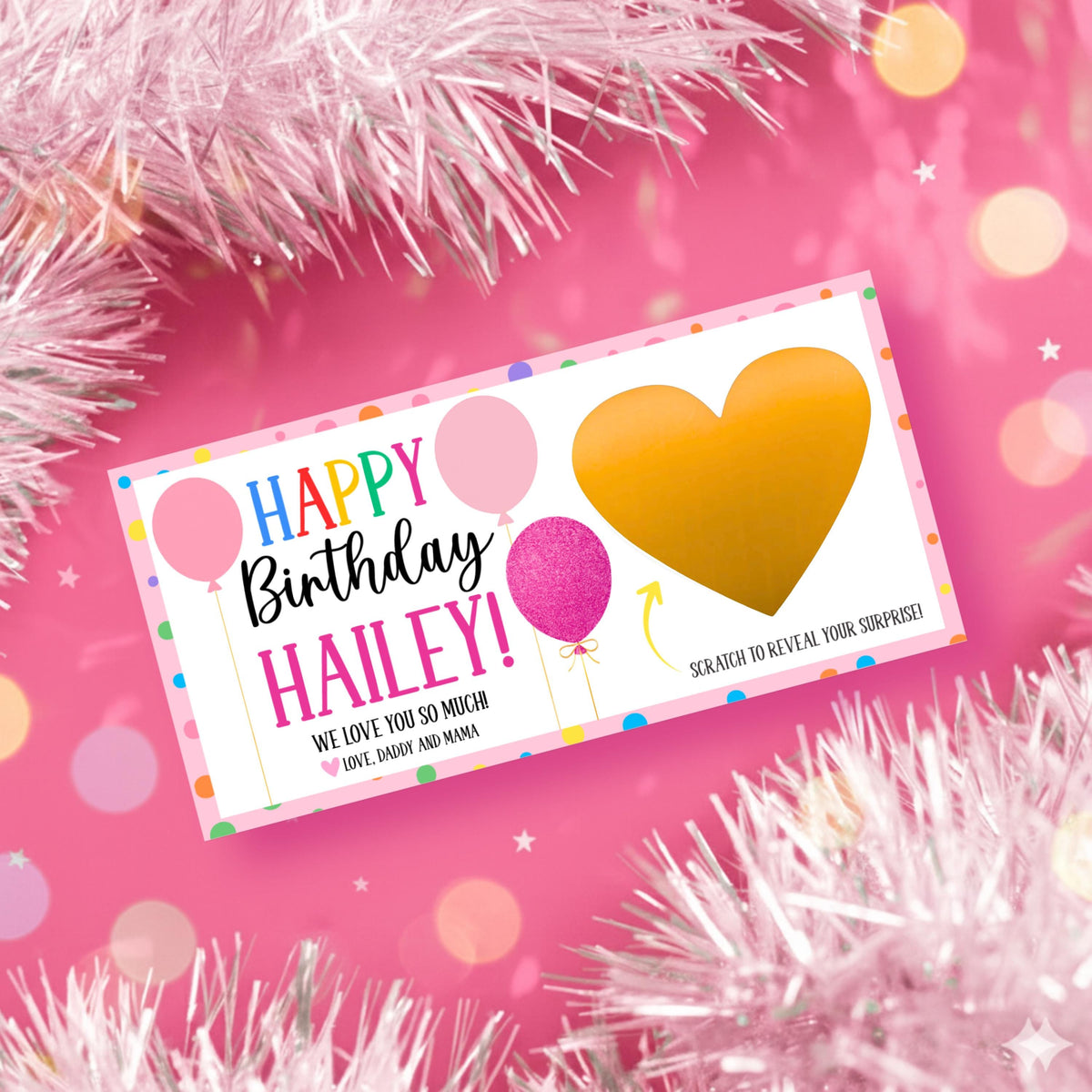 Personalized Happy Birthday Gift Voucher Scratch Off Ticket Pink Surprise Reveal Concert Ticket Teen Girl Birthday Surprise Experience - CÔTIER BRAND