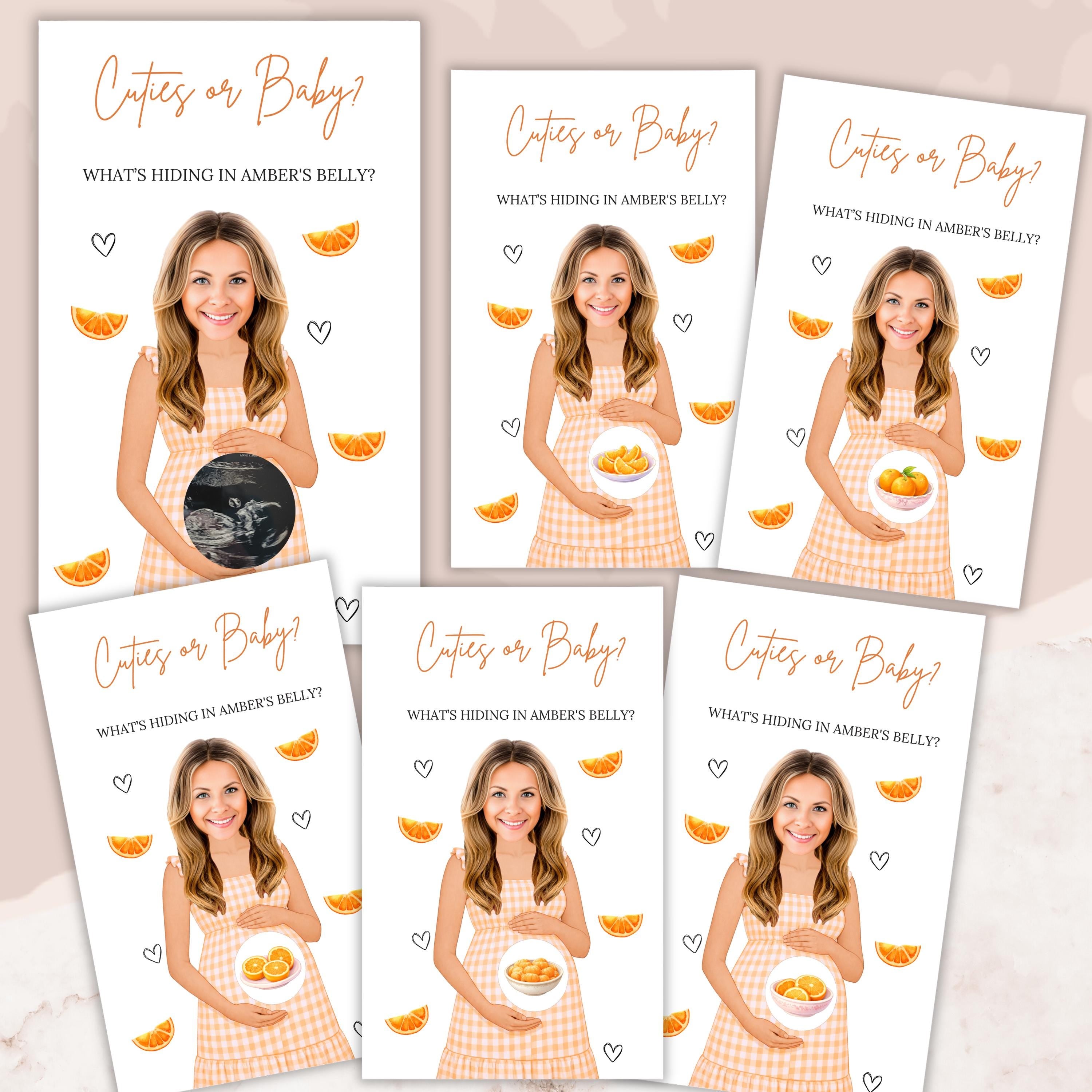 Custom Little Cutie Baby Shower Game Orange Baby Shower Gingham Cuties or Baby Shower Scratch Off Game Printed A Cutie Is On The Way