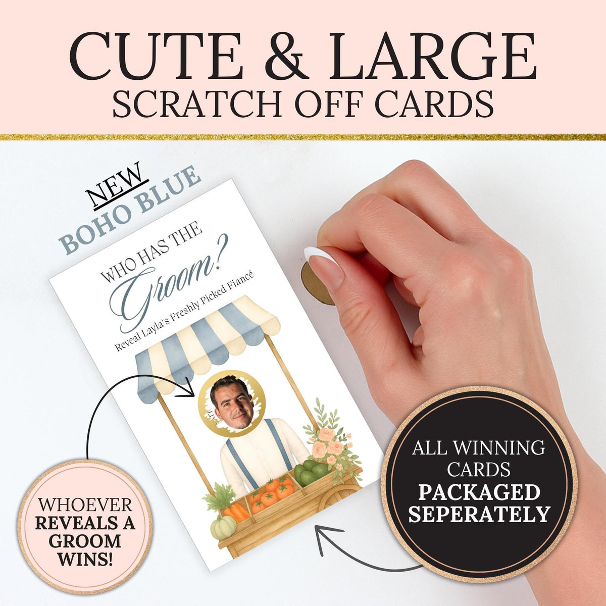 Personalized She's Fresh Off The Market Bridal Shower Scratch Off Game Who Has The Groom Scratch Off Game Farmer's Market Bridal Fun FRESH01 - CÔTIER BRAND