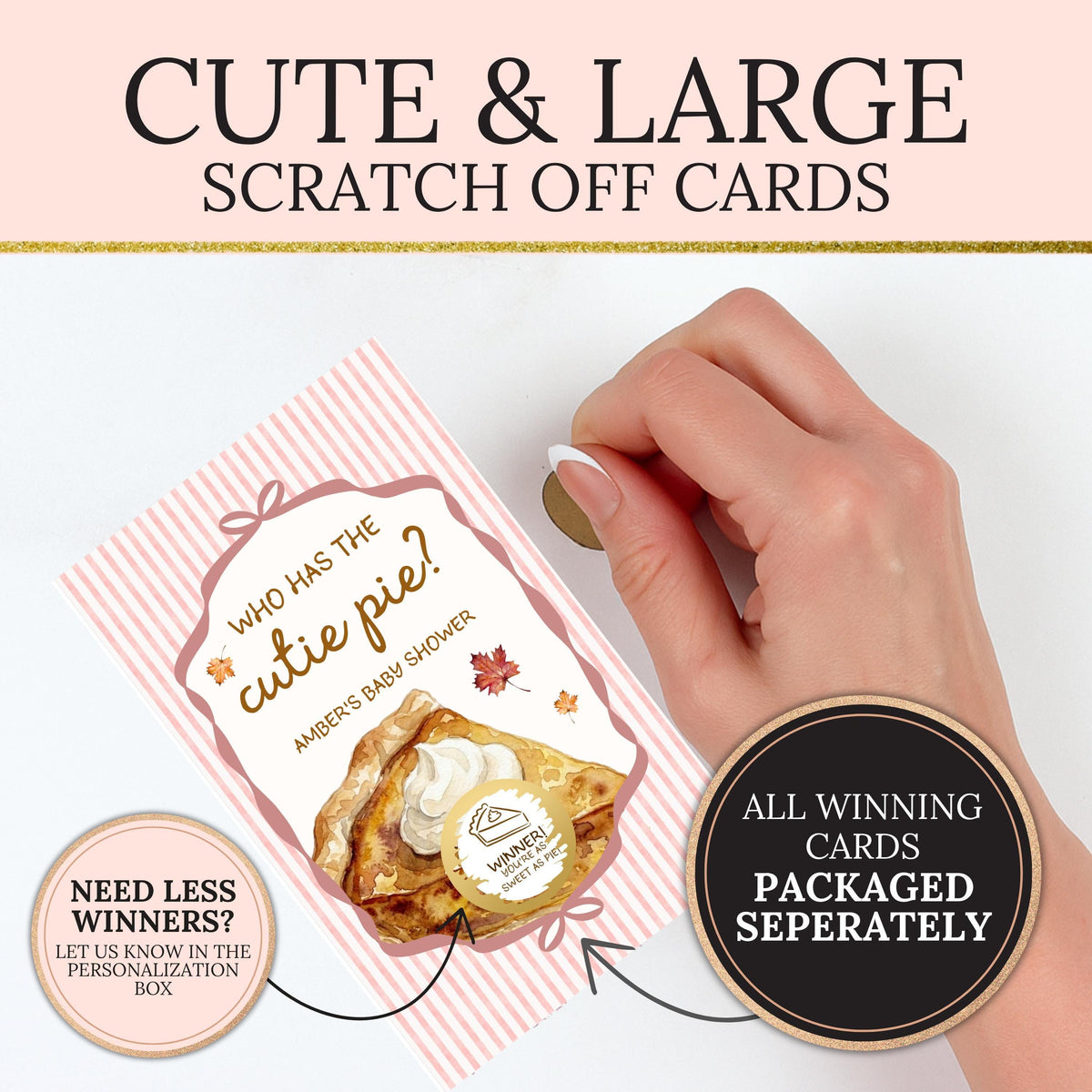 PRINTED Cutie Pie Baby Shower Pink Game, A Little Cutie Pie Baby Shower Girl Who Has The Cutie Pie? Scratch Off, Fall Girl Baby Shower Game - CÔTIER BRAND