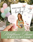 Personalized Wildflower Baby Shower Scratch Off Game Purple and Pink Floral Baby Shower Game Butterflies Printed Who Has The Baby Watercolor - CÔTIER BRAND