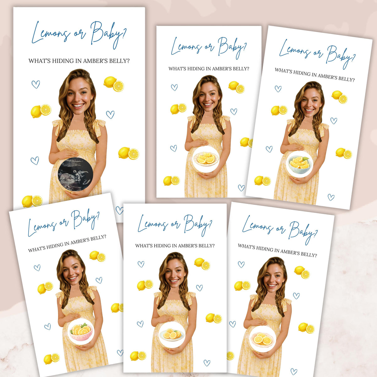 Custom Mediterranean Baby Shower Game Amalfi Coast Baby Shower Scratch Off Game Lemons or Baby? Summer Italian Themed Yellow Blue Ciao - CÔTIER BRAND