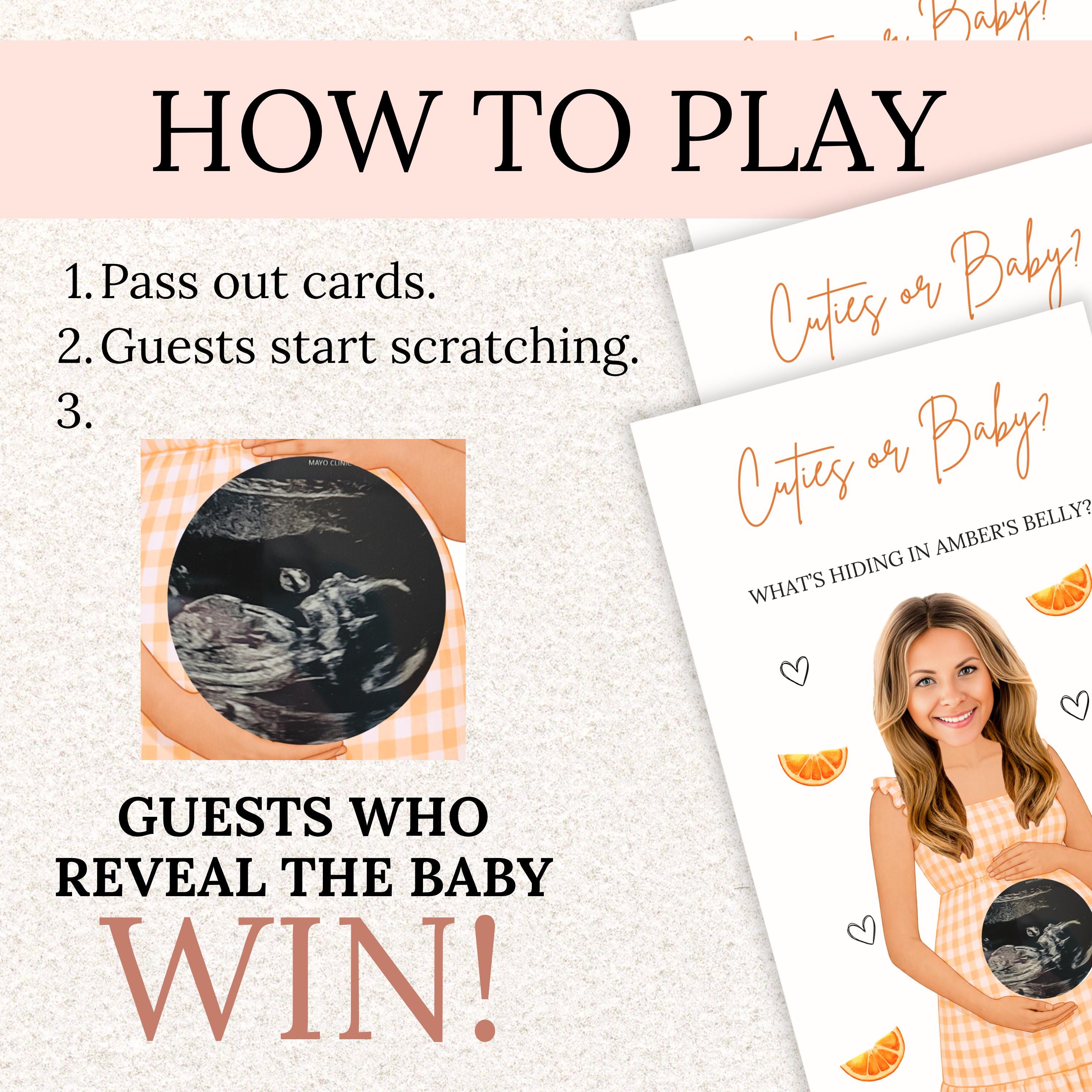 Custom Little Cutie Baby Shower Game Orange Baby Shower Gingham Cuties or Baby Shower Scratch Off Game Printed A Cutie Is On The Way