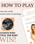 Custom Little Cutie Baby Shower Game Orange Baby Shower Gingham Cuties or Baby Shower Scratch Off Game Printed A Cutie Is On The Way