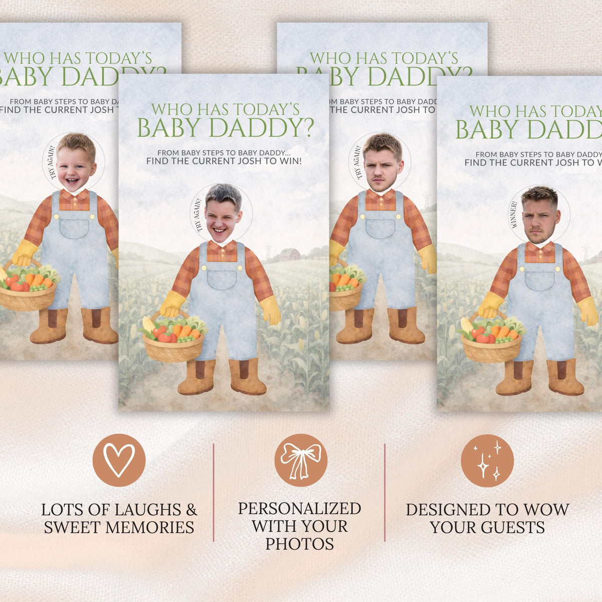 Locally Grown Baby Shower Game Neutral Farmer's Market Baby Shower Scratch Off Game Who Has Today's Baby Daddy? Market Theme Unique - CÔTIER BRAND